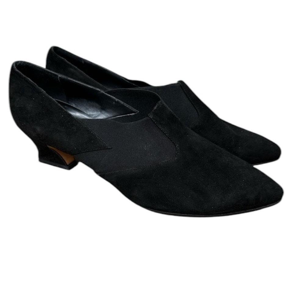 Sesto Meucci Black Suede Pointed Toe Pump Bootie Heels Size 9.5 Made In Italy